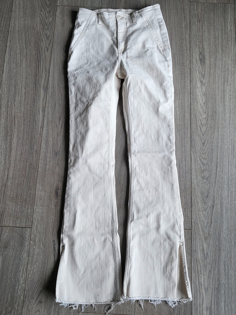 We The Free Cream Bootcut Flare Denim Size 5/27 Raw Hem Free People Jeans